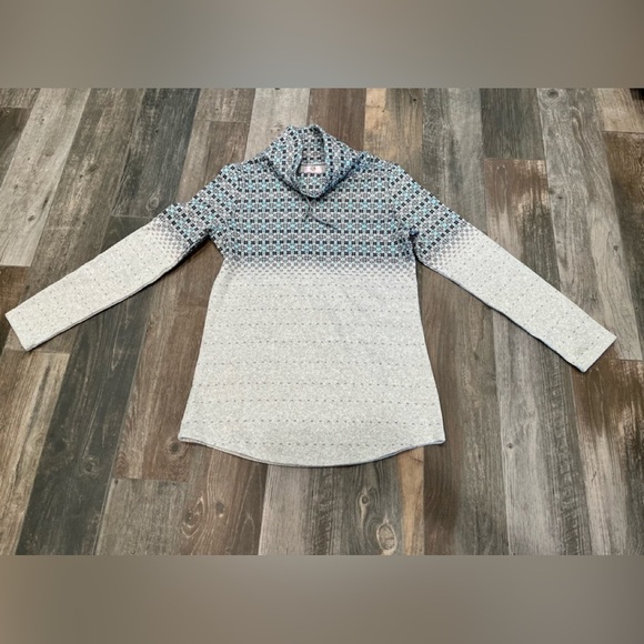 Marleylilly Heather Gray Fair Isle Pullover Sweatshirt M Cowl Neck - Picture 1 of 8